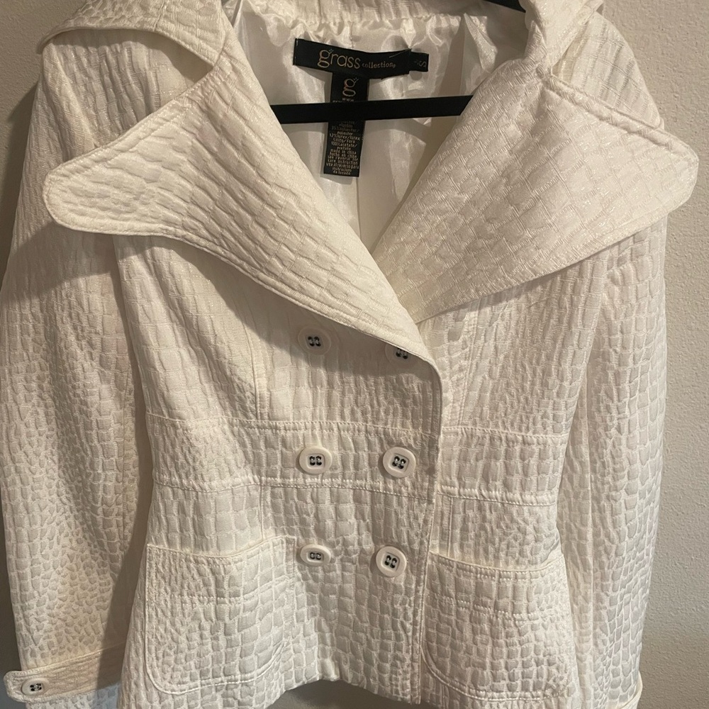 Grass Collection Women's Cream‎ Pea Coat Size Small